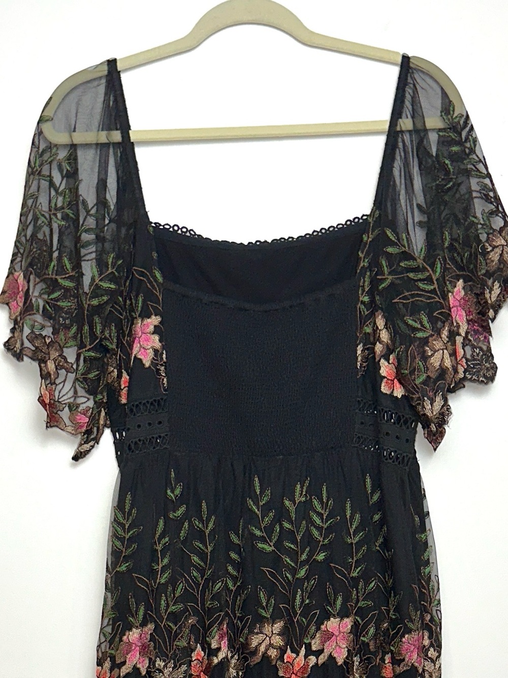 NWT bl^nk x ANTHROPOLOGIE Emryn Embroidered Square-Neck Midi Dress - Picture 11 of 15